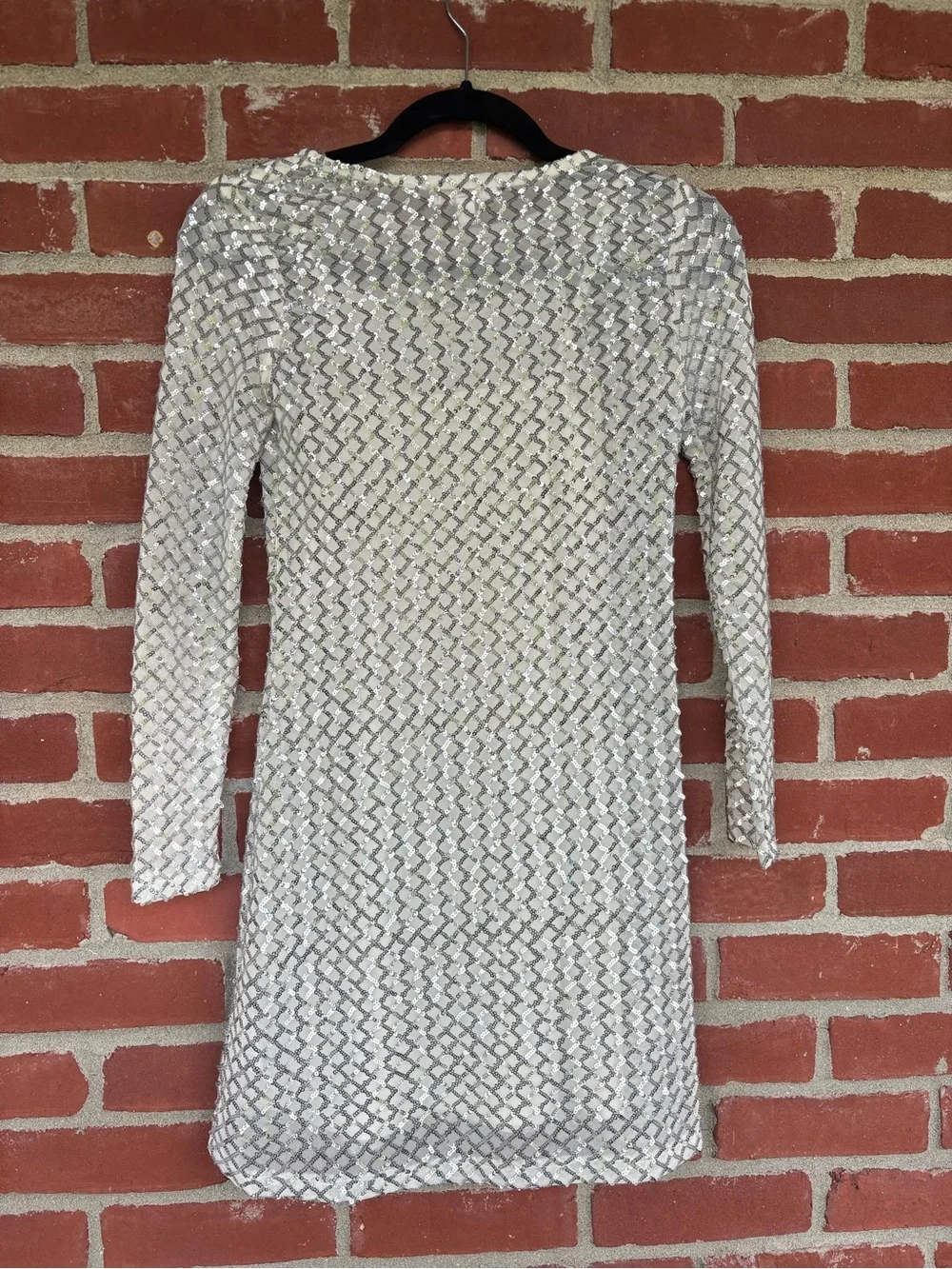 GB girls Silver Sequin Long-Sleeve Party Dress